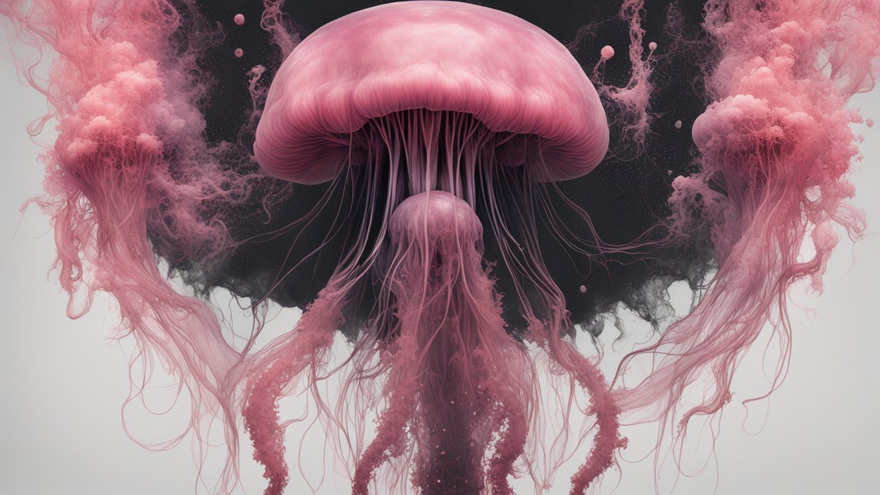 Ethereal Pink Jellyfish in Dark Waters