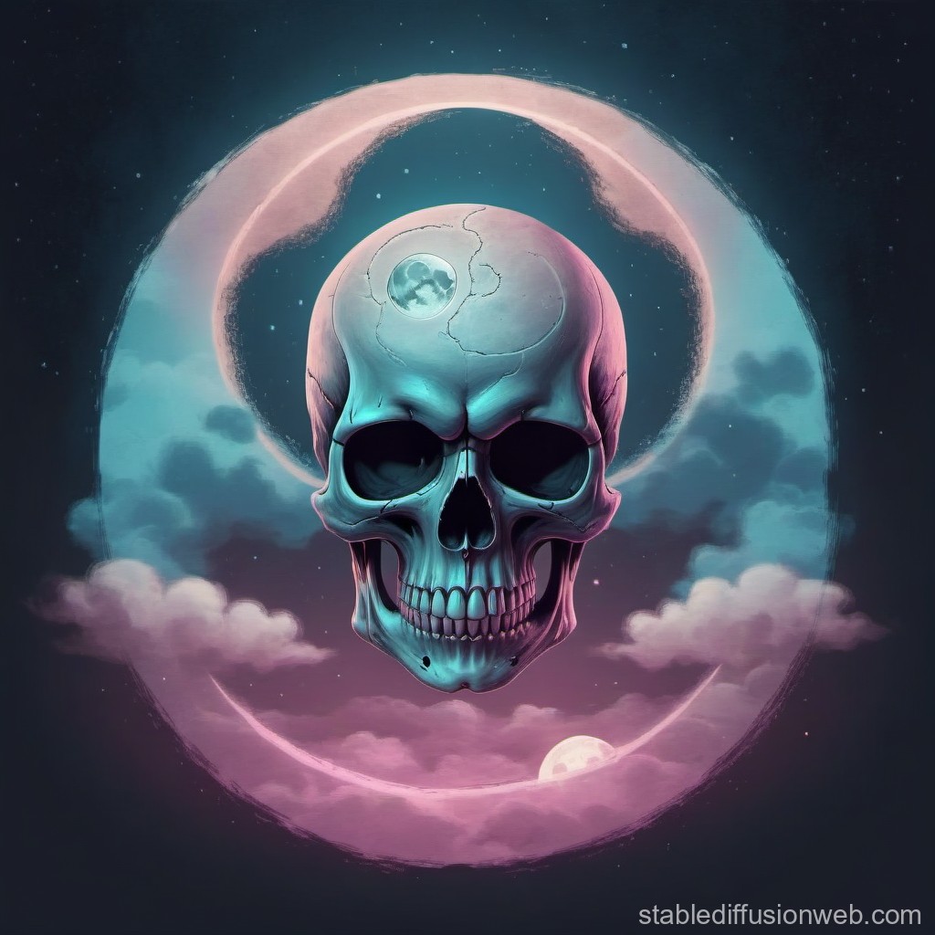 Ethereal Skull with Celestial Moon Halo