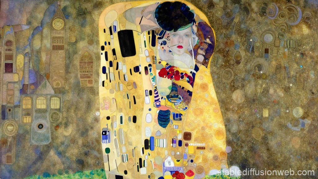 Ethereal Woman in Gustav Klimt Style