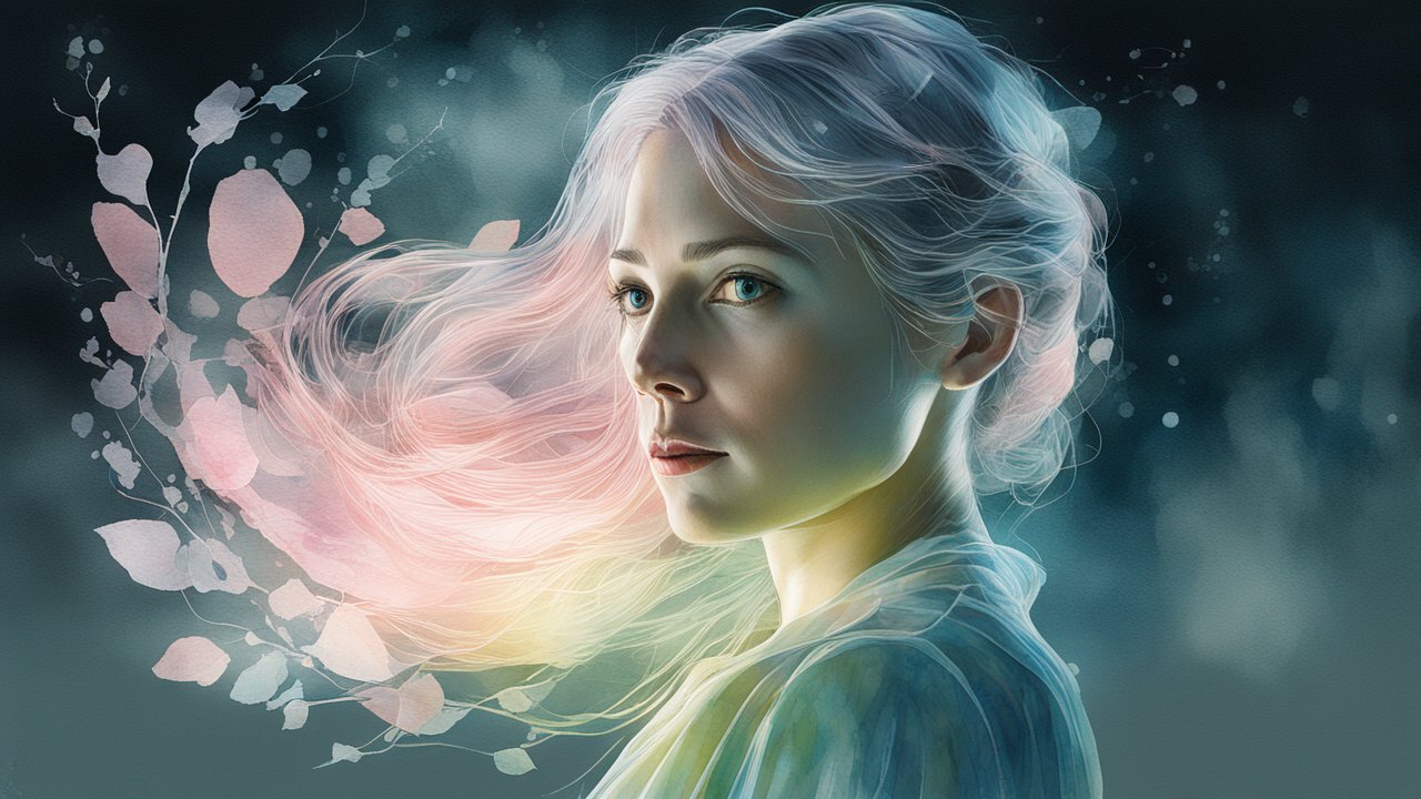 Ethereal Woman with Flowing Hair in Night Glow
