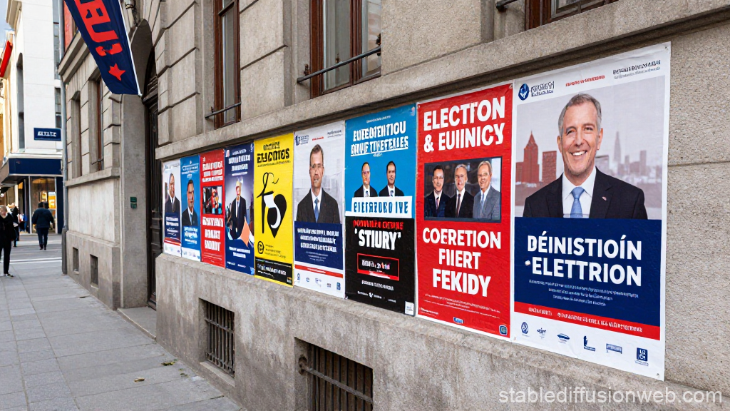 European Election Posters Displayed on City Wall