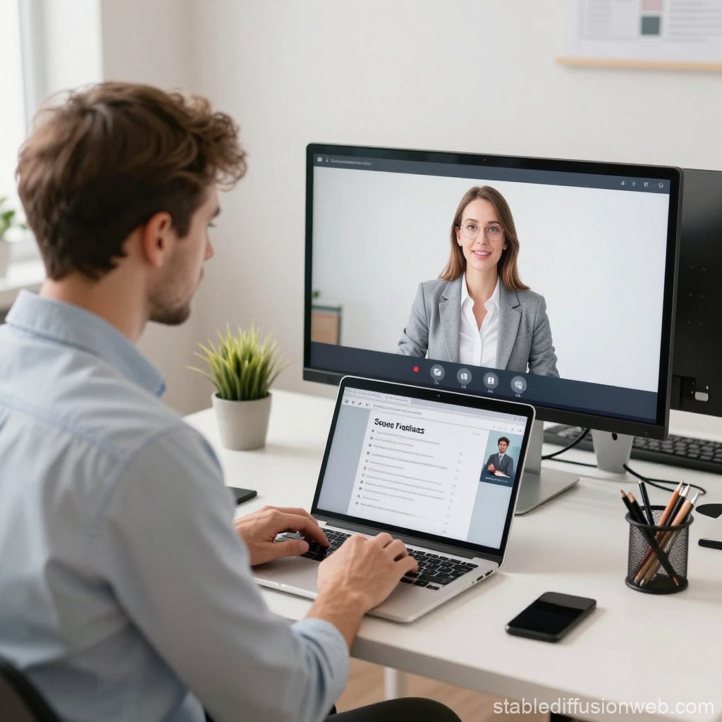 European Sales Manager in Video Conference Meeting