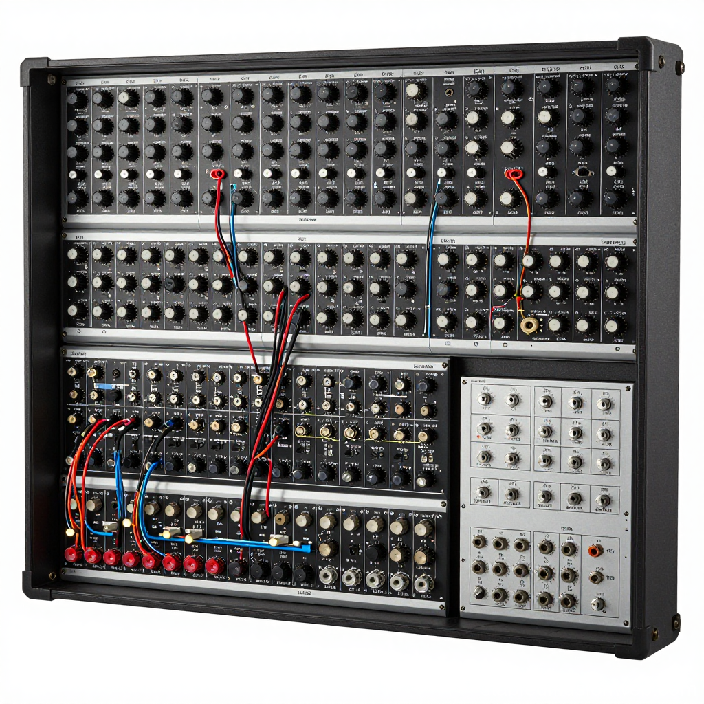 Eurorack Synthesizer Modular Rig with Patch Cables