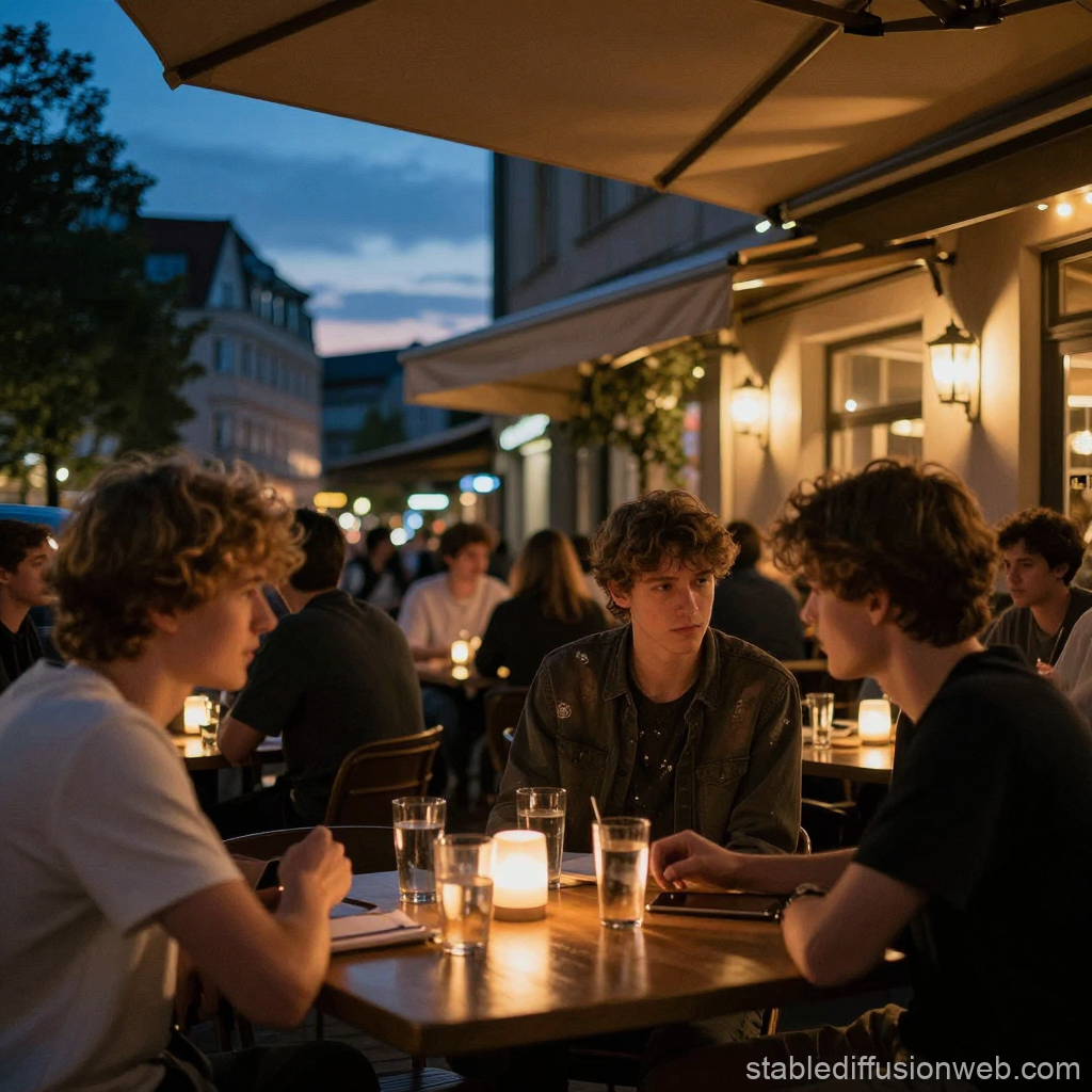 Evening Gathering at a Cozy Berlin Outdoor Café