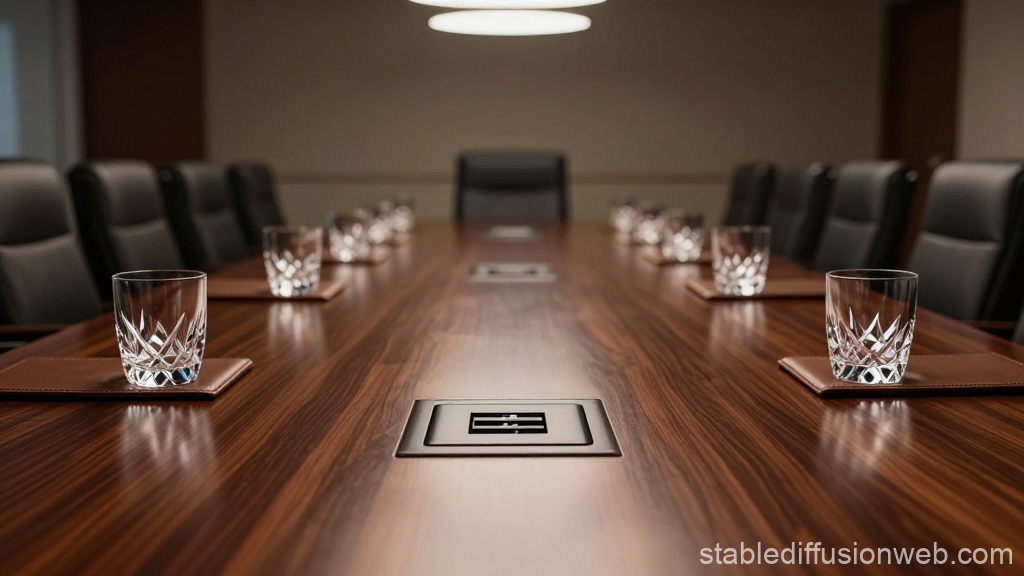 Executive Mahogany Conference Table with Glasses