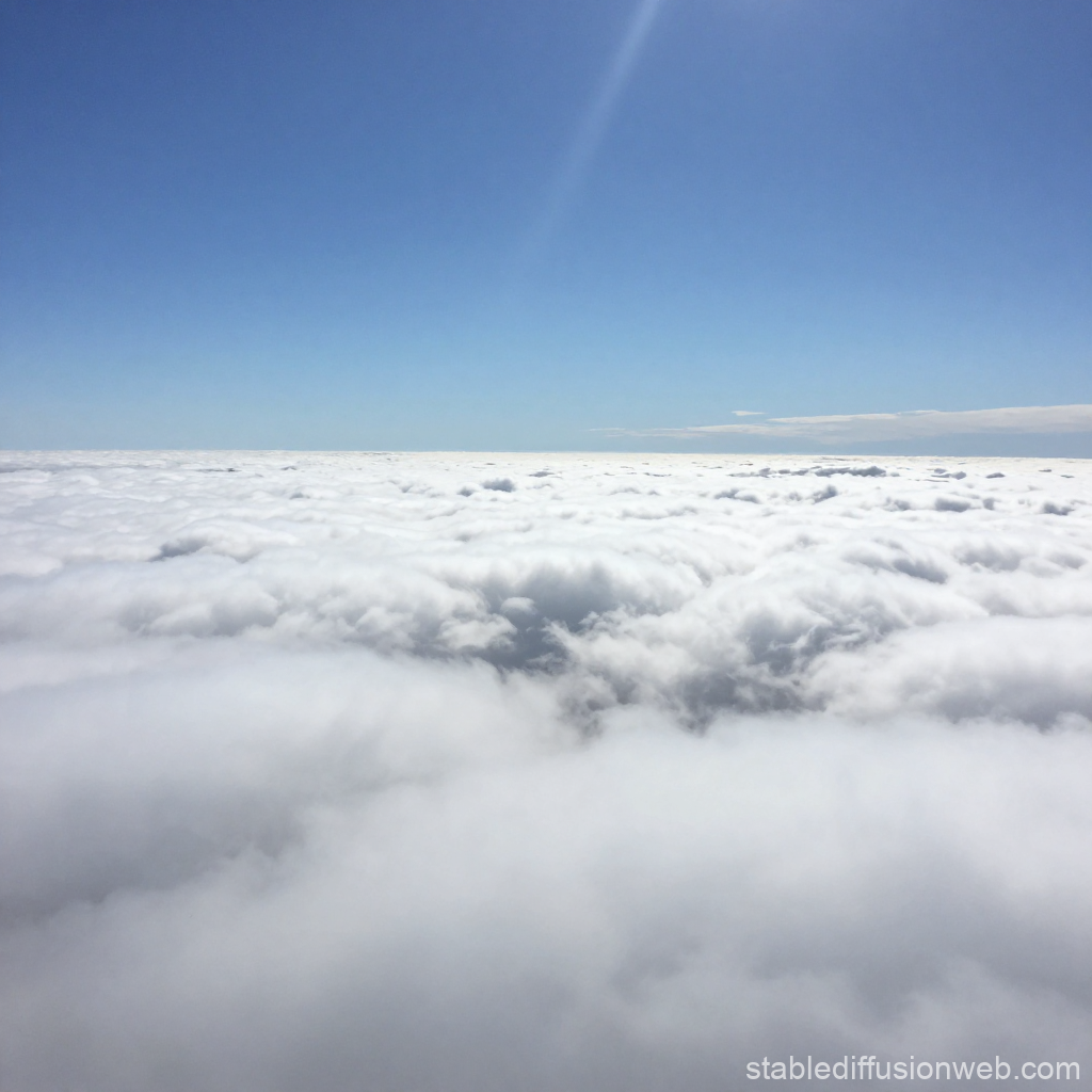 Expansive View Above the Clouds Under Clear Blue Sky
