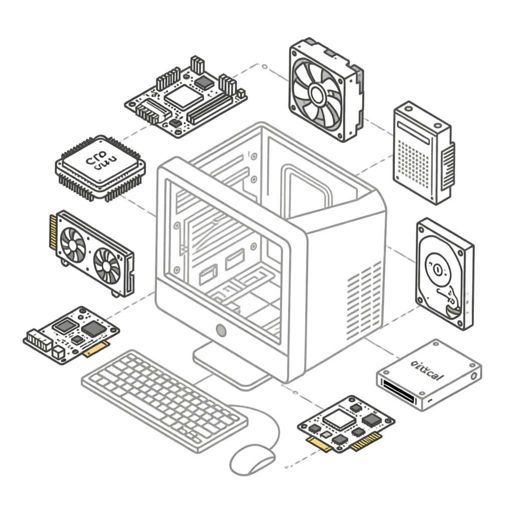 Exploded View of Desktop Computer Components