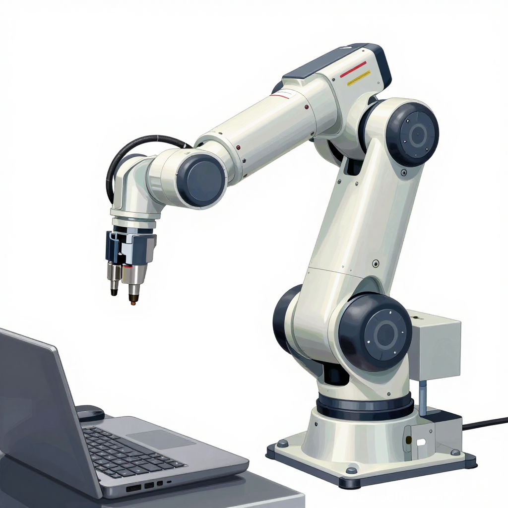 Exposed Robotic Arm Assembly with Laptop Interface