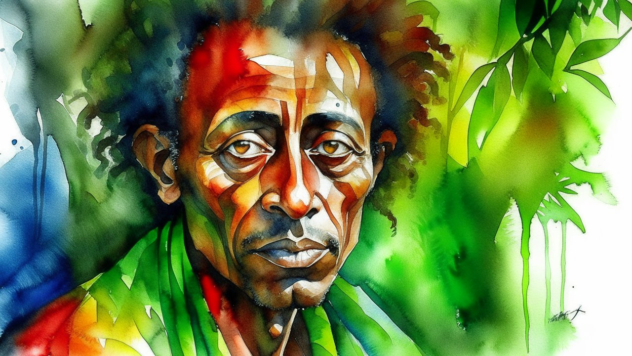 Expressive Watercolor Portrait of a Man with Vibrant Colors