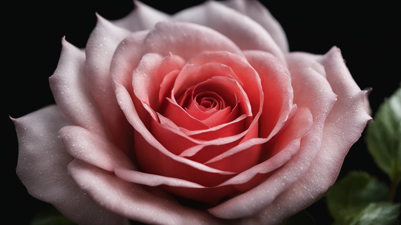 Extreme Close-Up of a Dew-Kissed Pink Rose