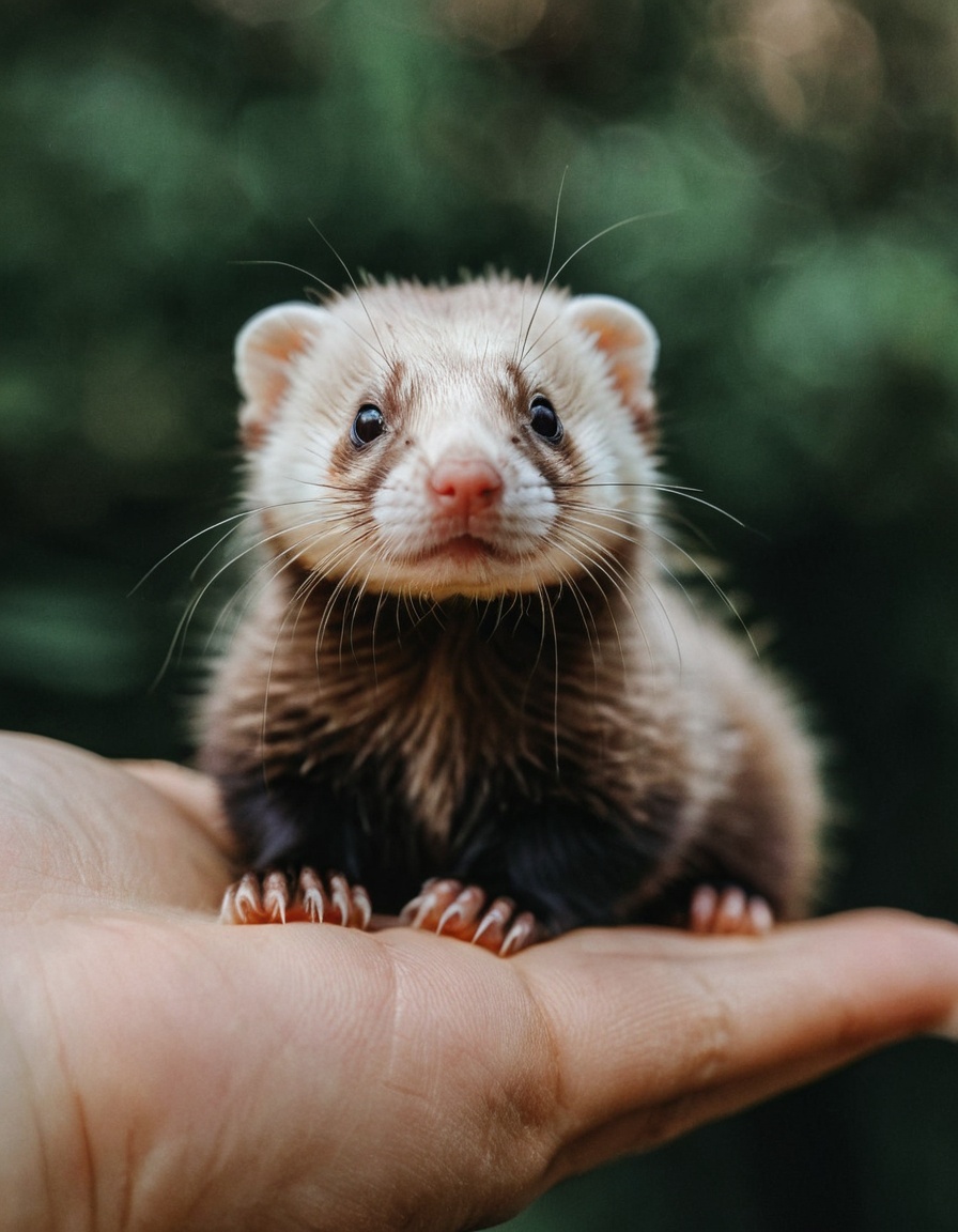 Extremely Hyper Realistic Ferret on Hand