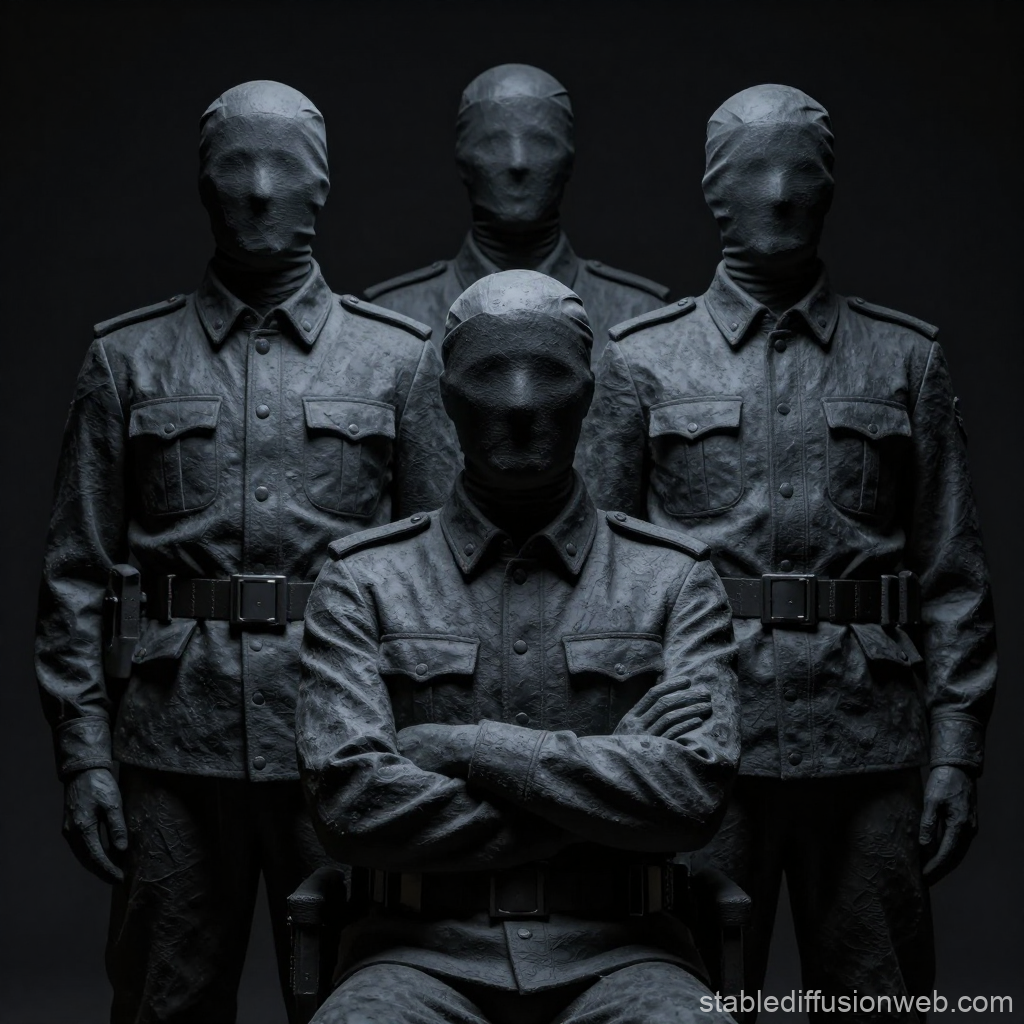 Faceless Military Statues in Uniforms