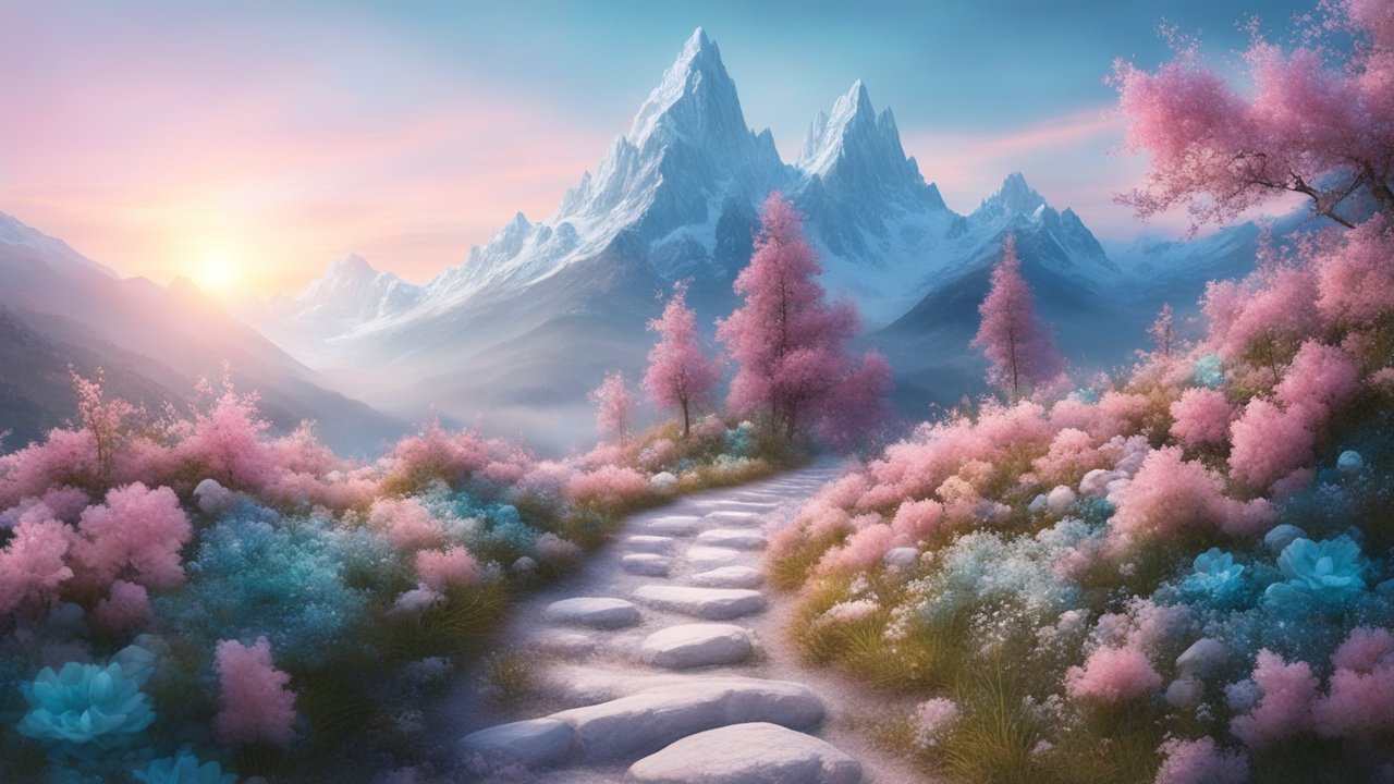 Fairy Tale Mountain Path at Sunrise