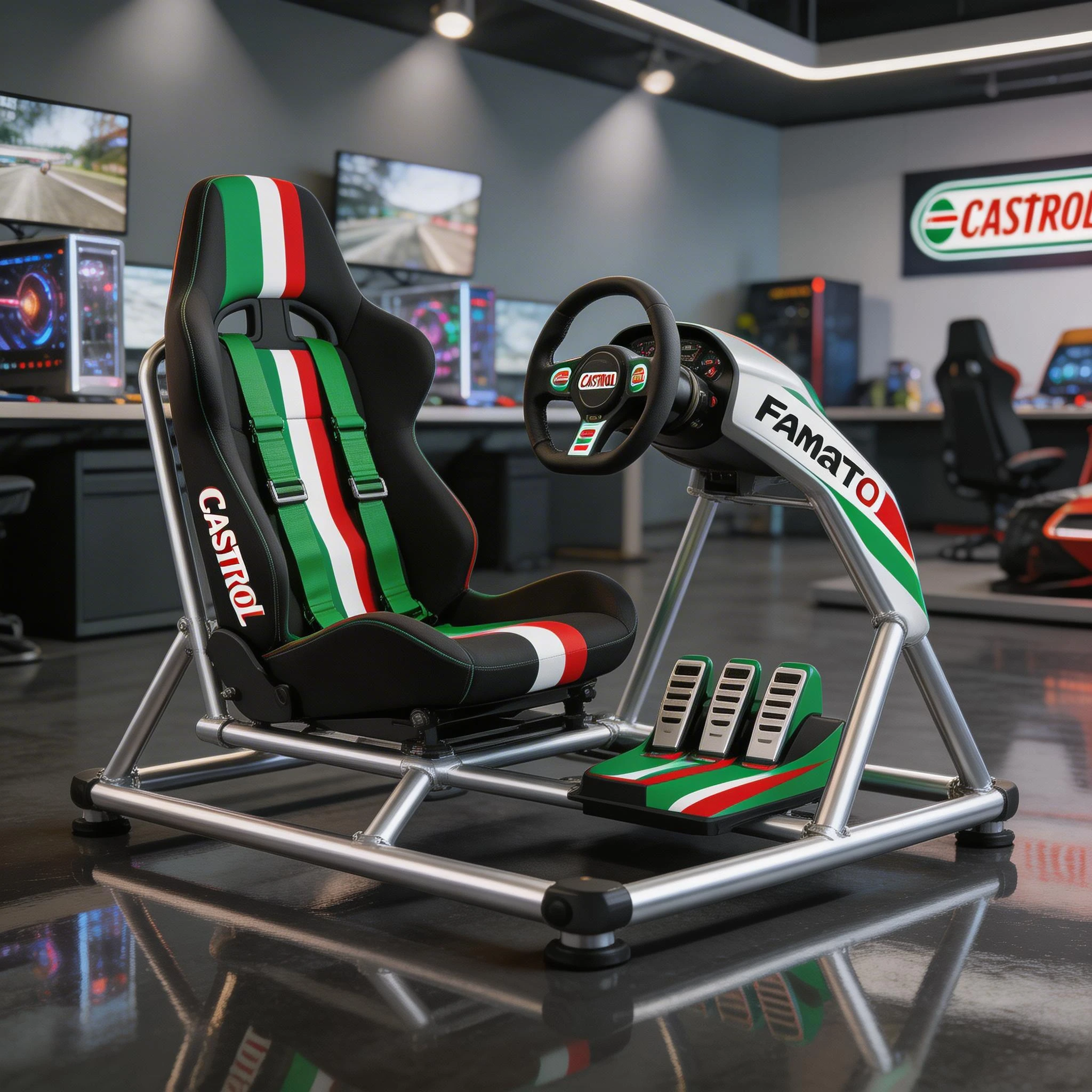 Fanatec GT Sim Racing Setup with Castrol Branding