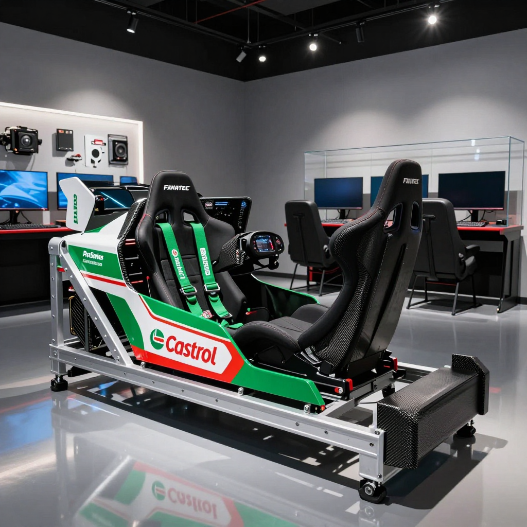 Fanatec Racing Simulator Cockpit with Castrol Branding