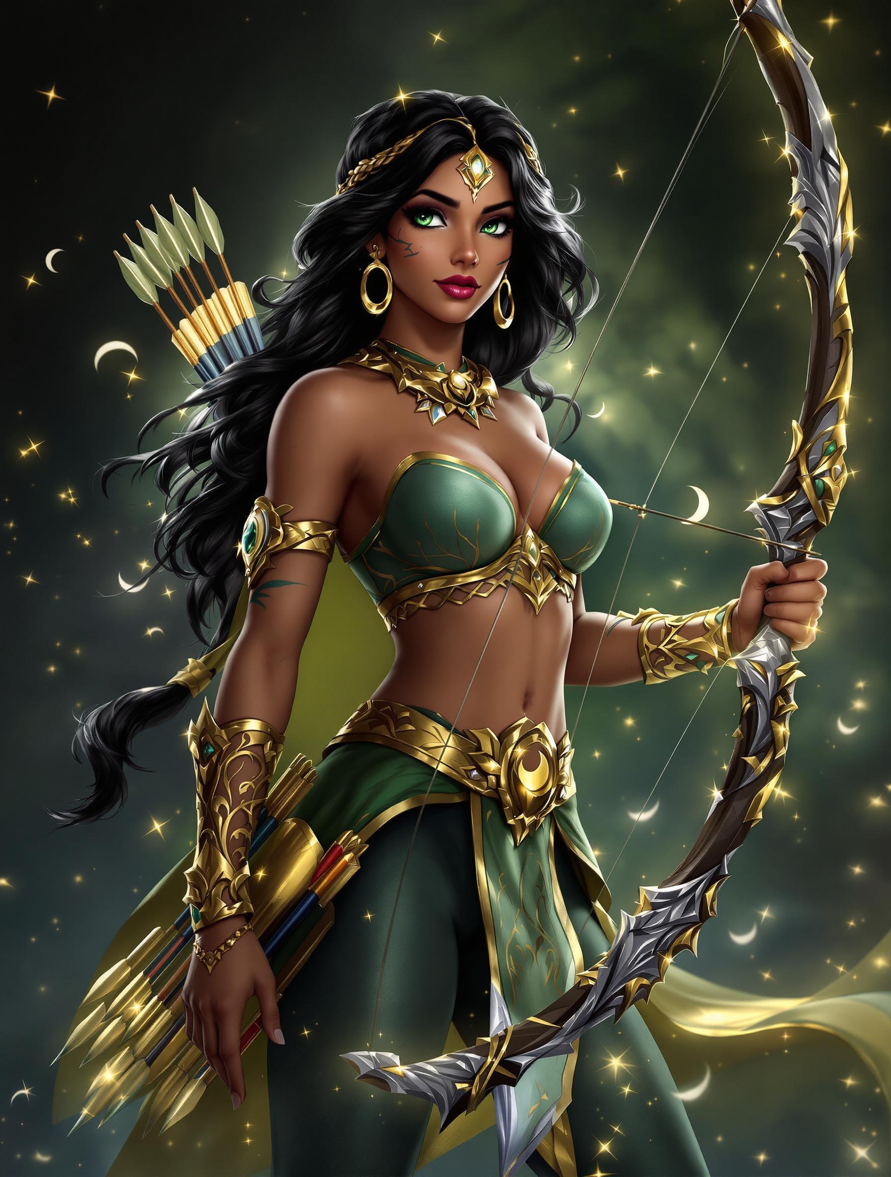 Fantasy Archer Princess with Enchanted Bow