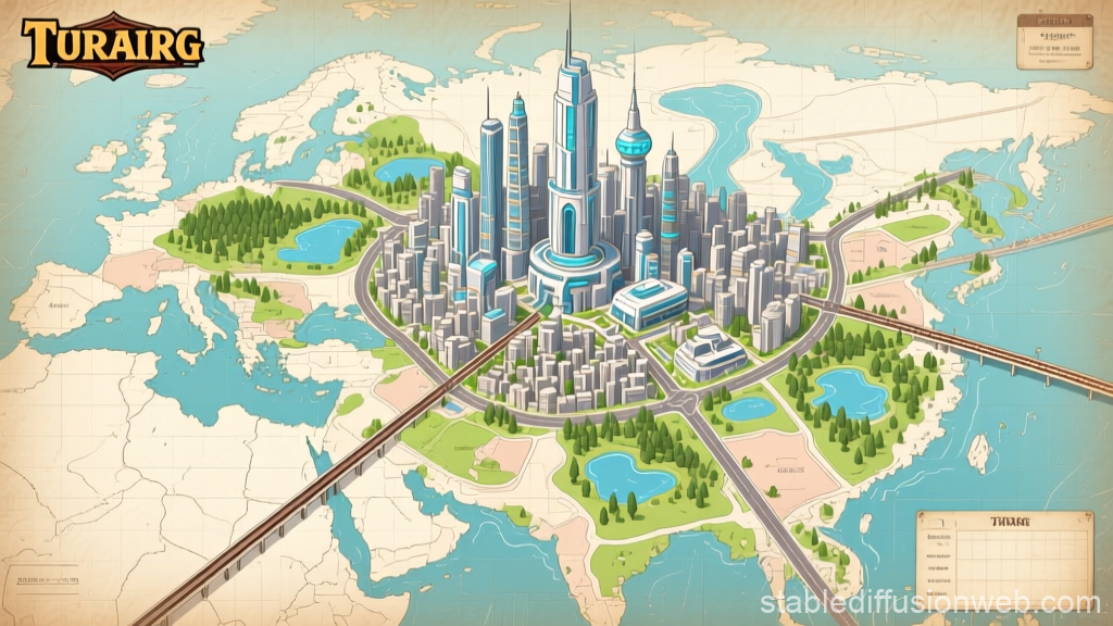 Fantasy Mega City Map of Turairg