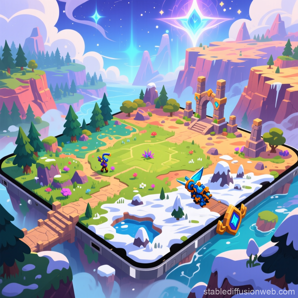 Fantasy RPG Battle Map on a Magical Tablet