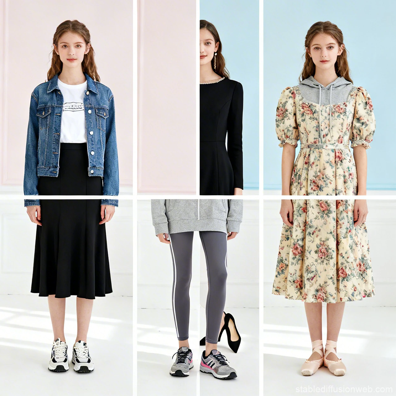 Fashion collage showcasing diverse women's outfits