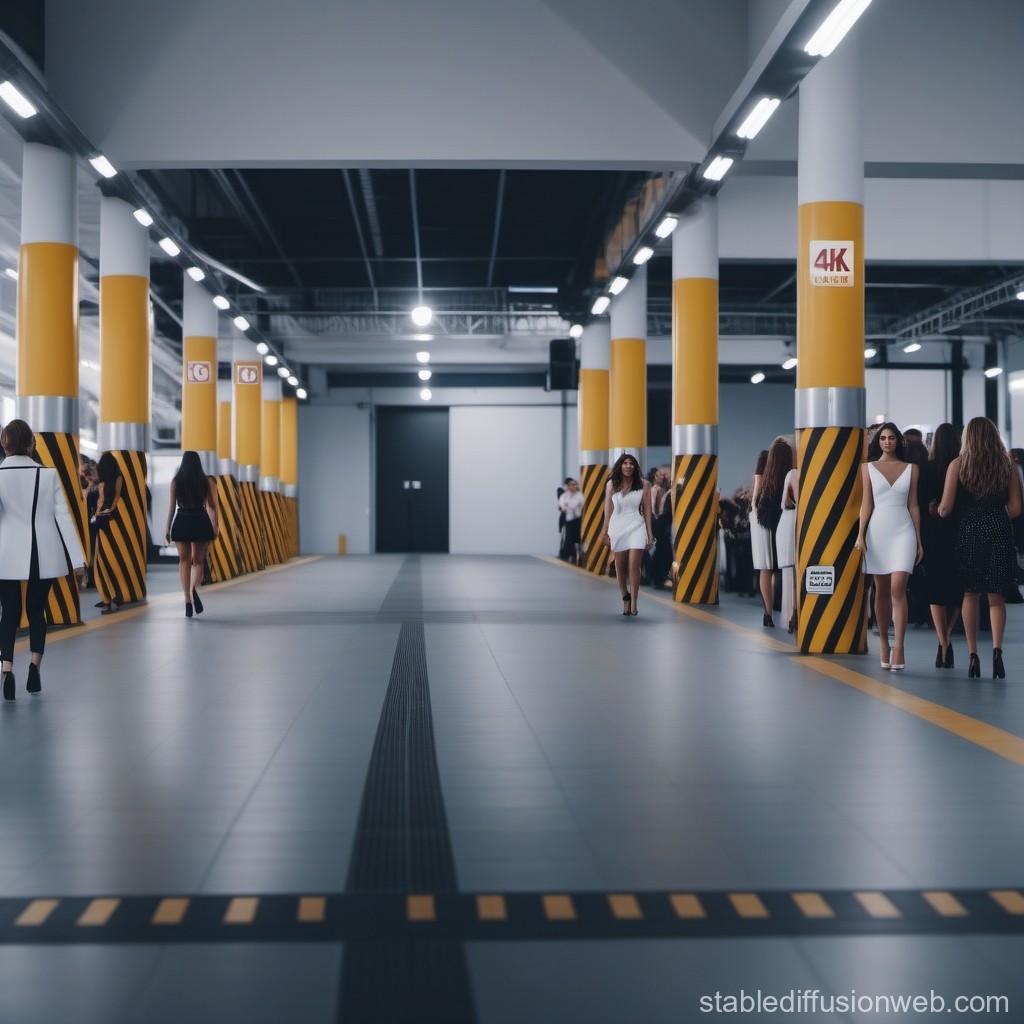 Fashion Models Walking in Modern Industrial Space