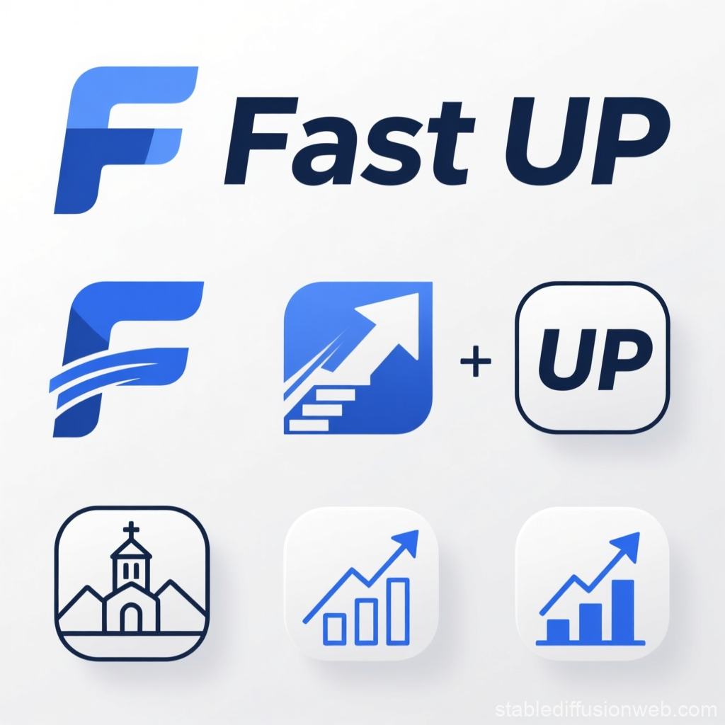 Fast UP Logo and Icon Set with Growth and Progress Symbols