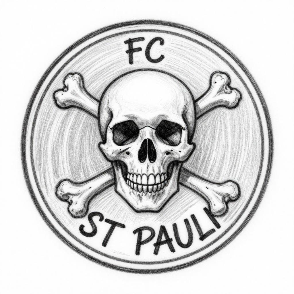 FC St Pauli Skull and Crossbones Logo Sketch