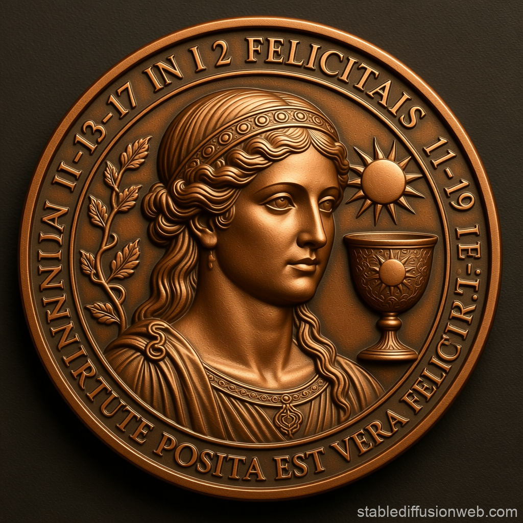 Felicitas Bronze Coin with Classical Female Portrait