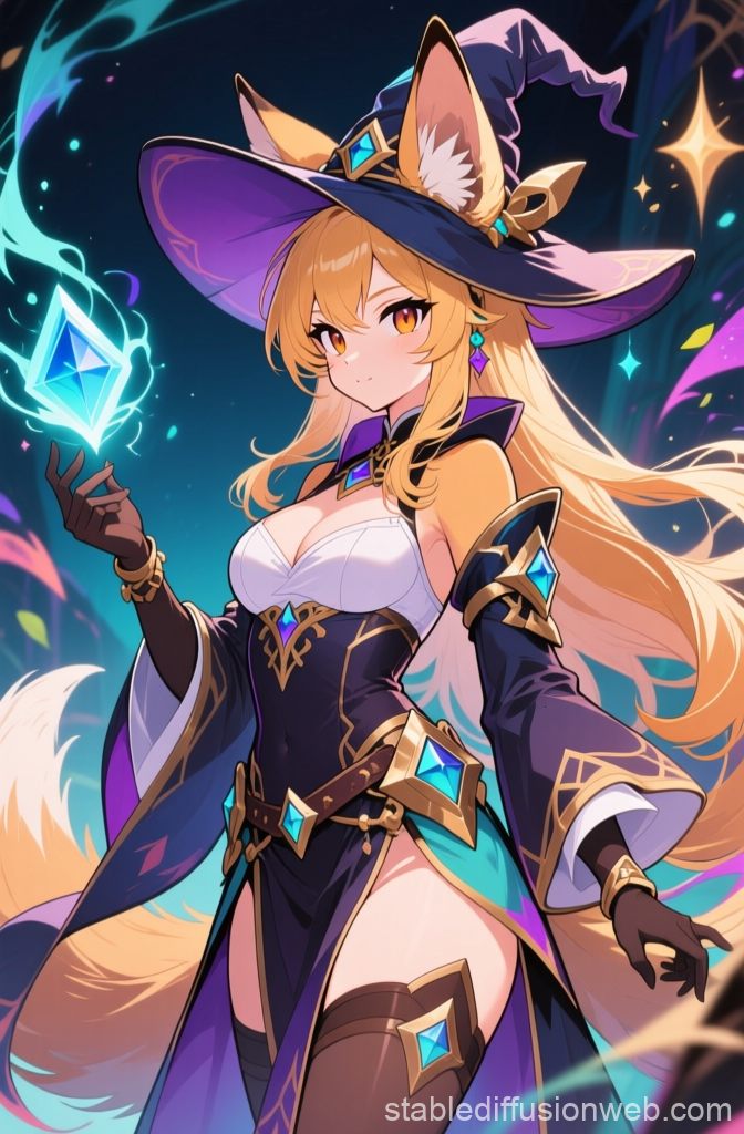Female Fox Sorceress Casting Magic