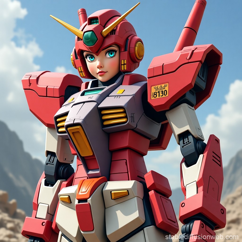 Female Mecha Pilot in Red and White Armor