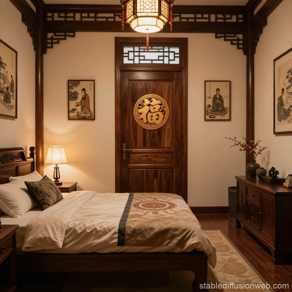 Feng Shui Inspired Traditional Bedroom Interior