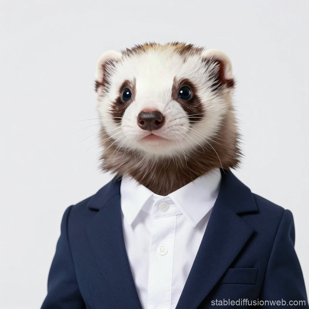 Ferret Fursona in Navy Suit