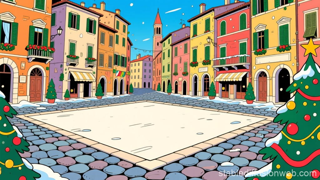 Festive Italian City Square in Winter