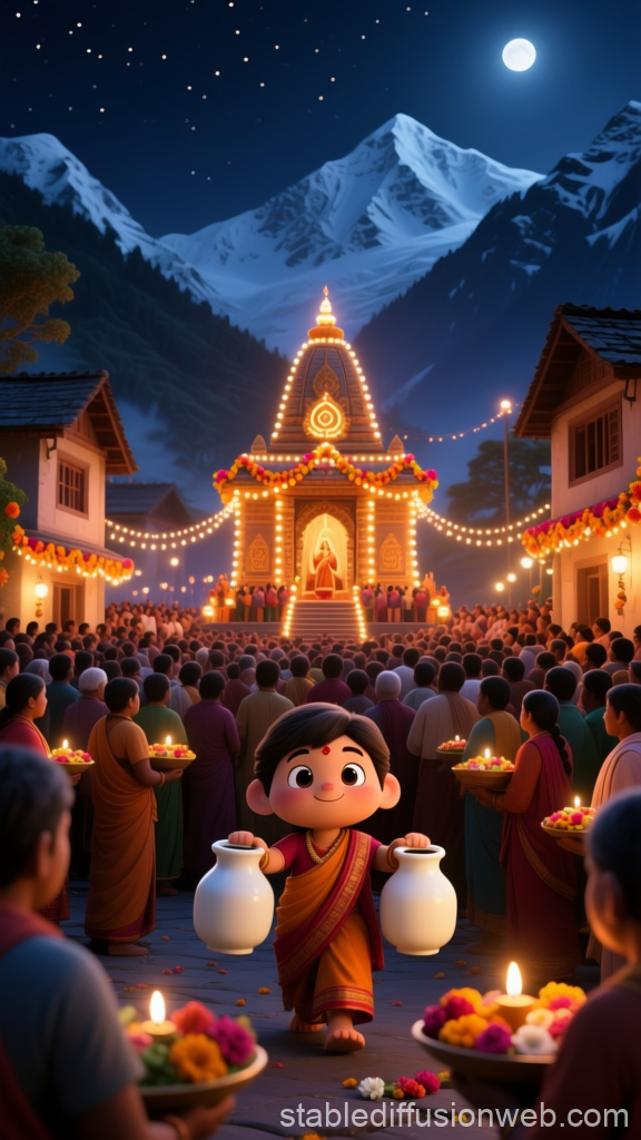 Festive Shivratri Night in Himalayan Village