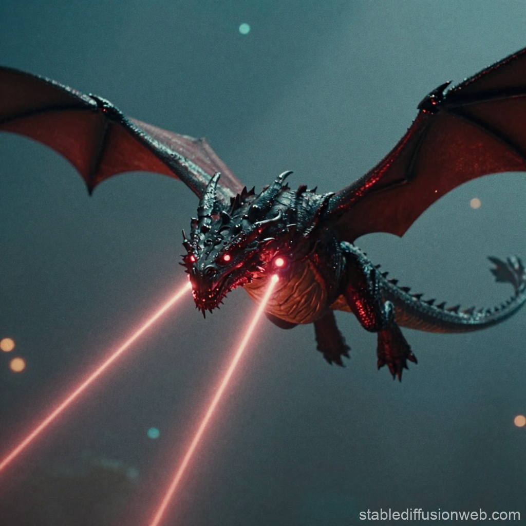 Fierce Dragon Flying with Laser Beams from Eyes
