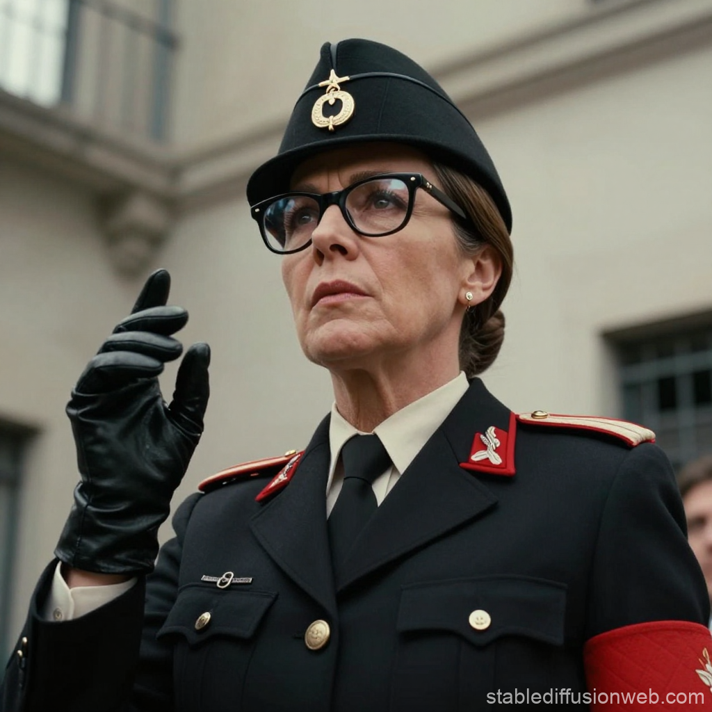 Fierce Female Prosecutor in Military Uniform
