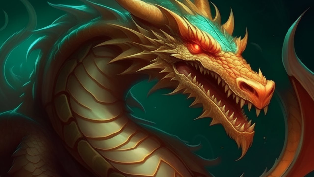 Fierce Golden Dragon with Glowing Red Eyes