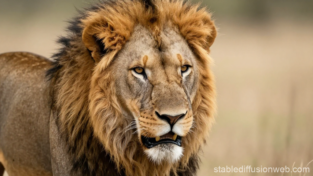 Fierce Lion Portrait in Natural Habitat