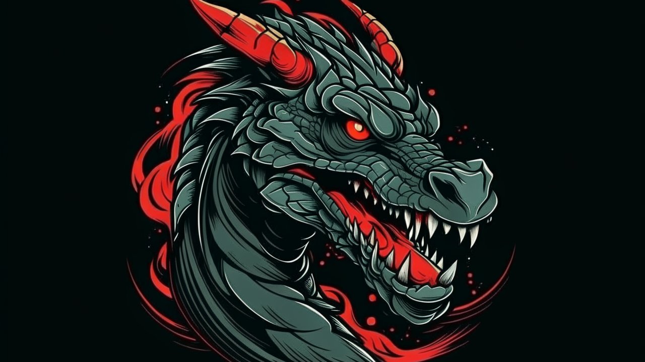 Fierce Red-Eyed Dragon Illustration