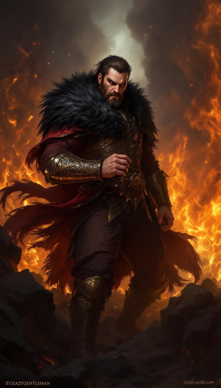 Fierce Warrior Amidst Flames