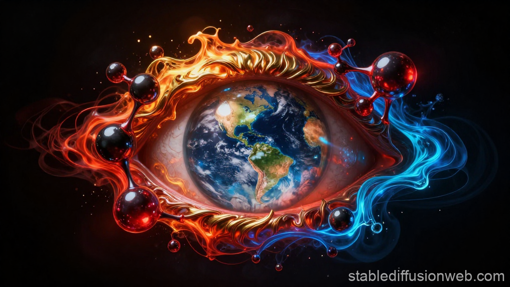 Fiery and Icy Eye with Earth as the Pupil