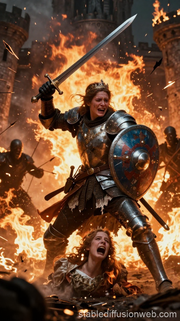 Fiery Battle with Armored Royal Guard Defending