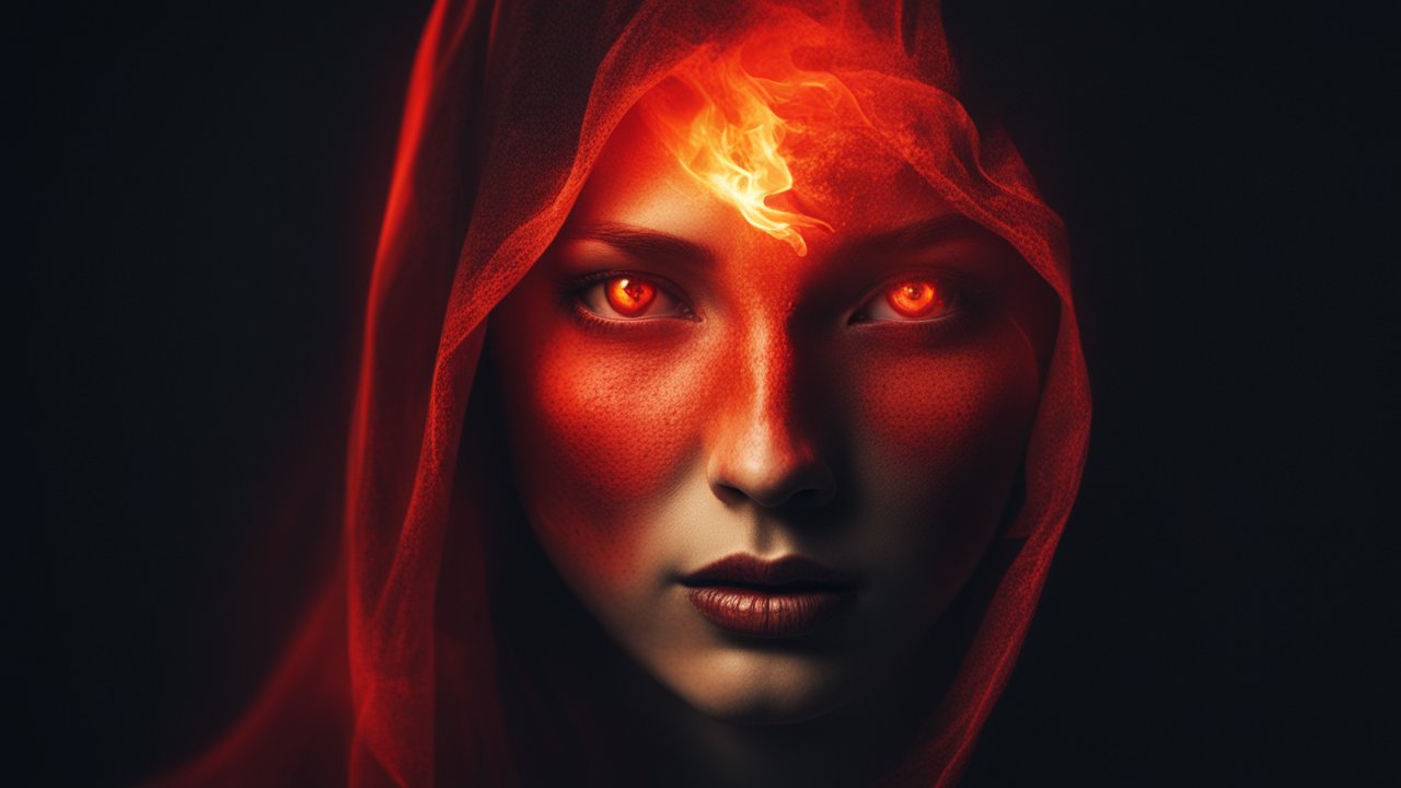 Fiery Gaze of the Hooded Mystic