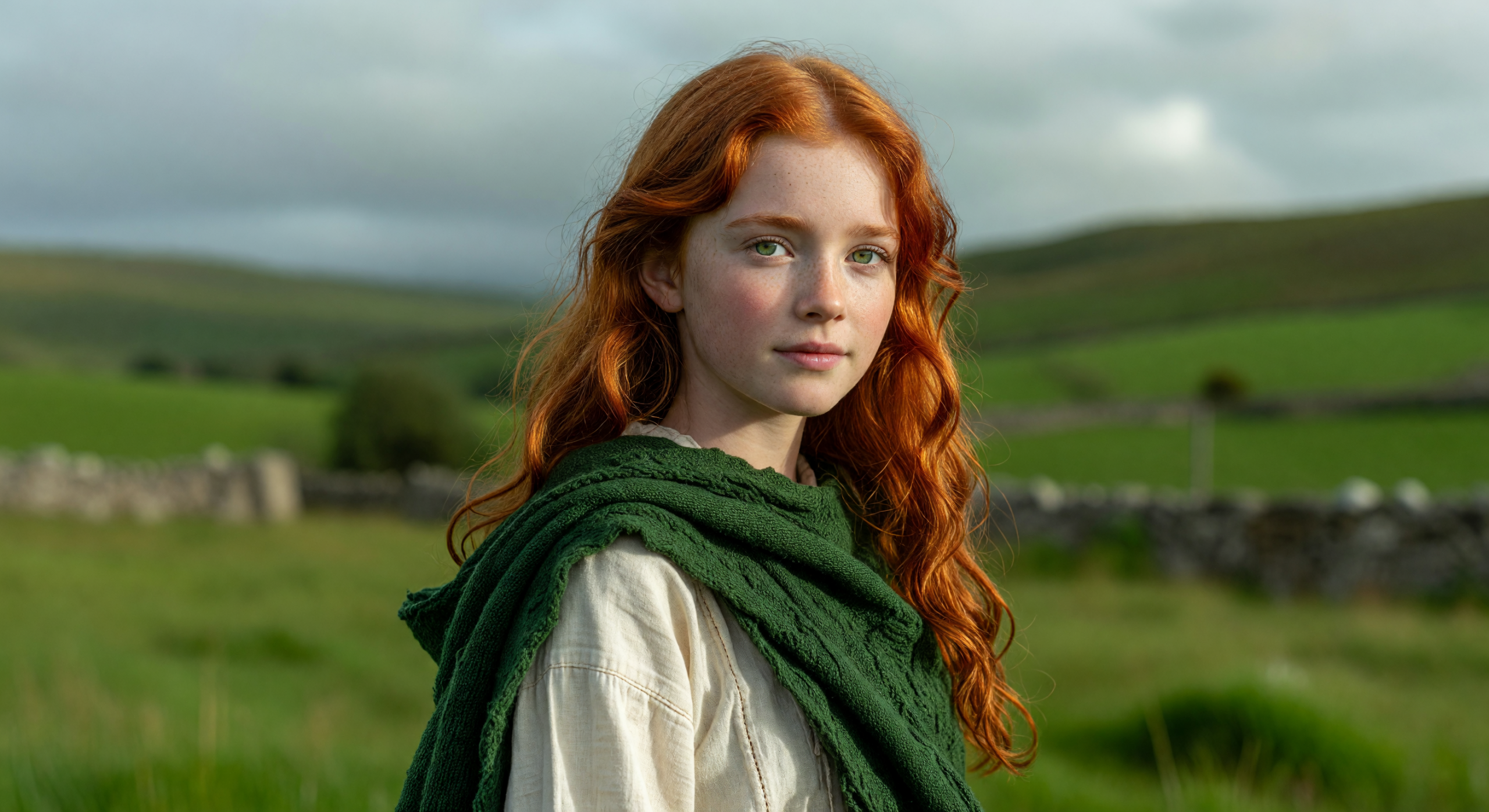 Fiery Irish Maiden in Traditional Attire