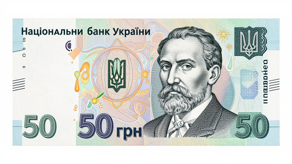 Fifty Hryvnia Ukrainian Banknote with Portrait