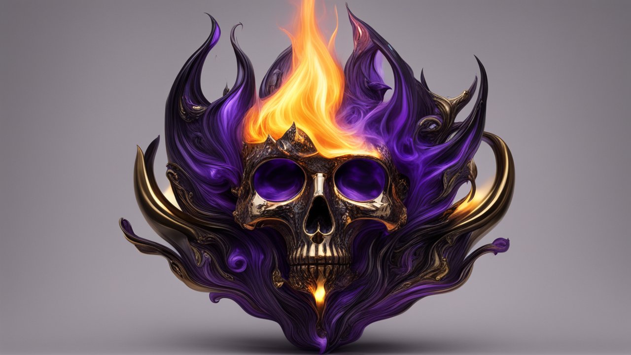 Flaming Skull with Purple Ethereal Flames