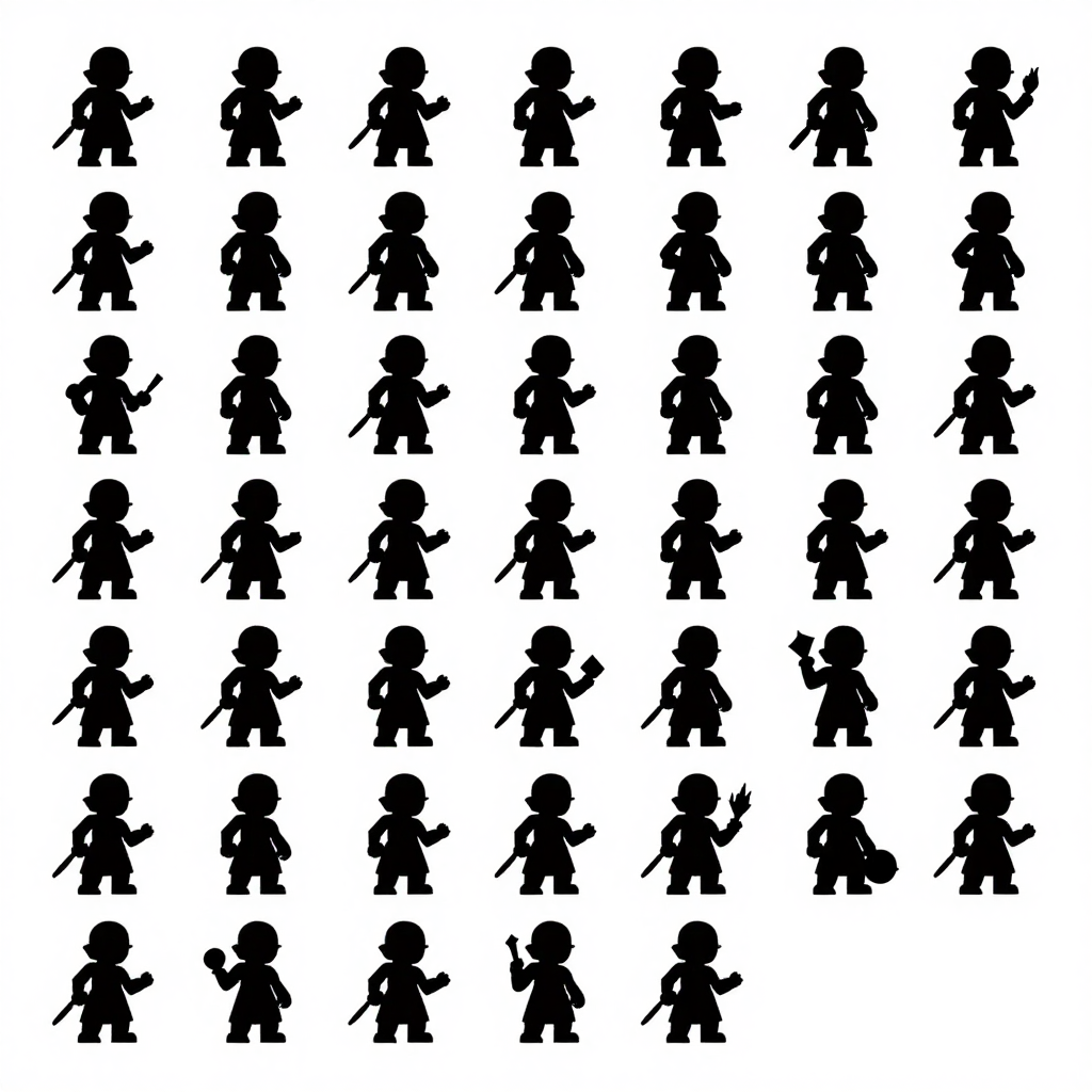 Fledgling Artificer Character Sprite Sheet Silhouettes