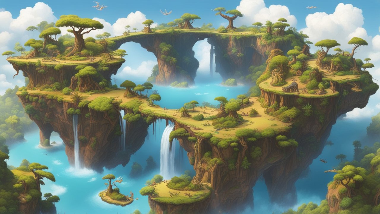 Floating Islands with Waterfalls in a Fantasy Landscape