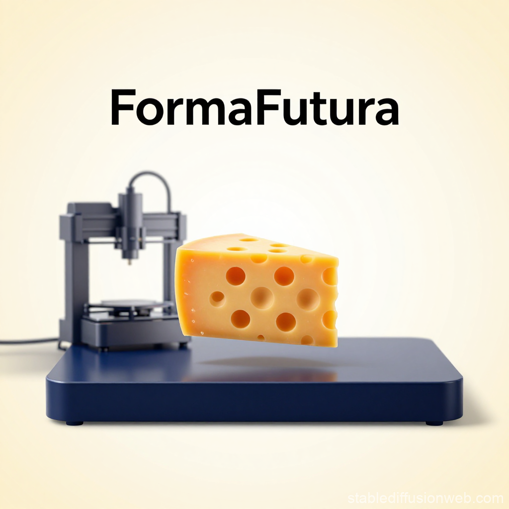 Floating Swiss Cheese Slice on Modern Platform