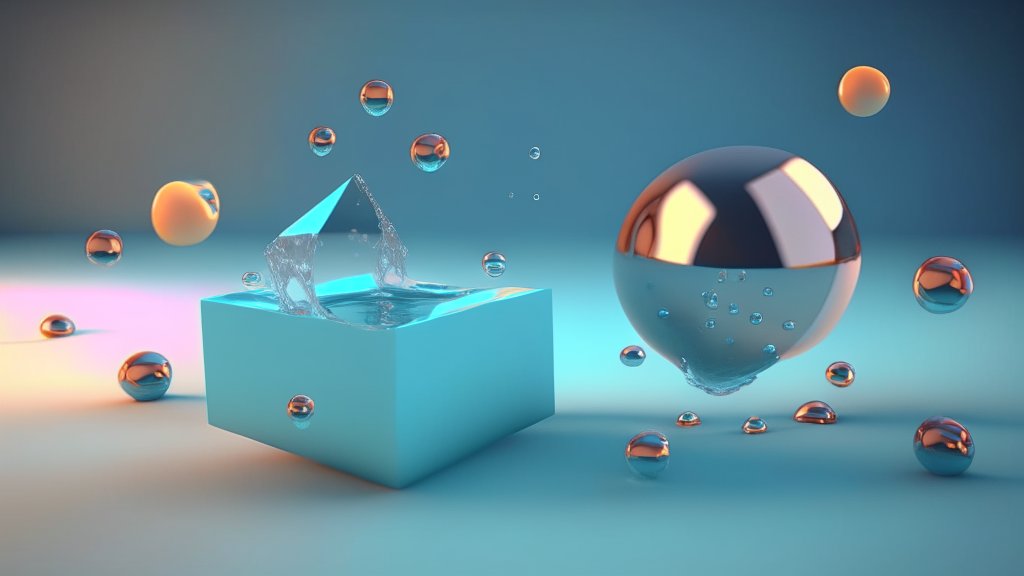 Floating Transparent and Reflective 3D Geometric Objects
