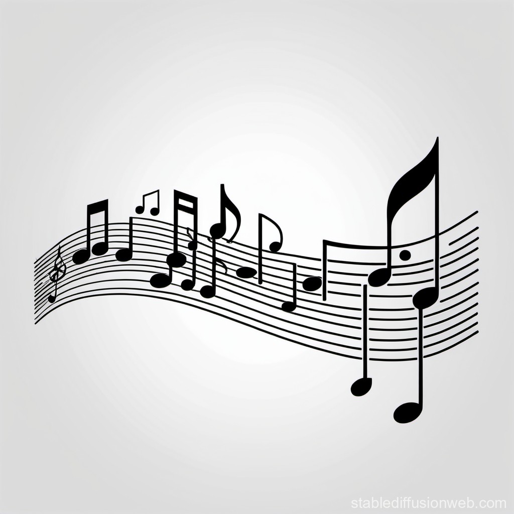 Flowing Musical Notes on Staff Lines